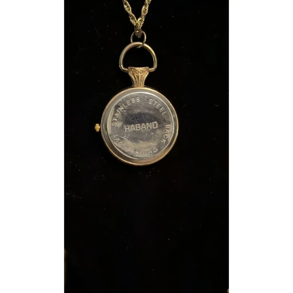Vintage Haband Gold-Tone Pocket Watch Pendant Necklace